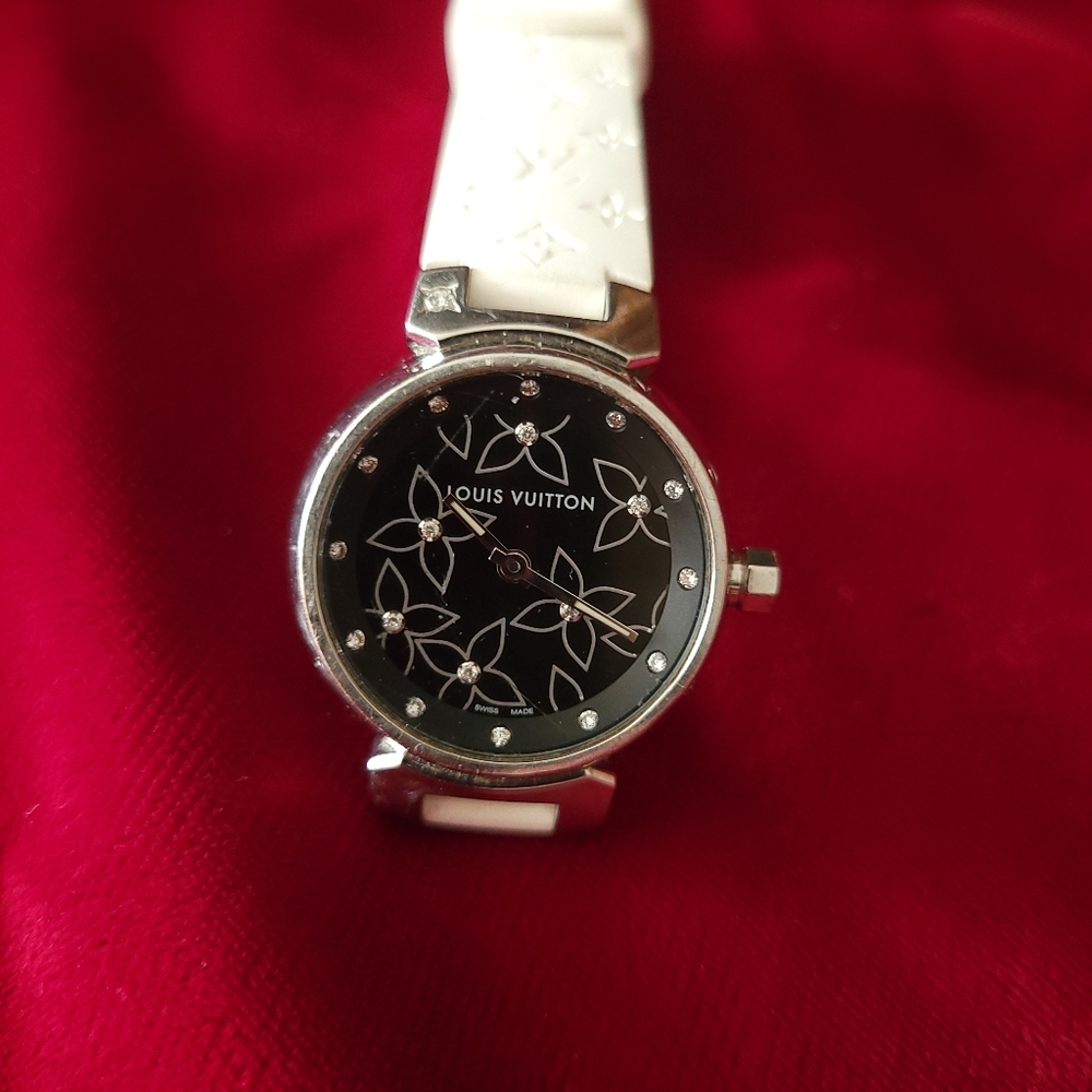 Louis Vuitton Q121G Diamond Watch Tambour 💯Authentic NEW Strap - Picture 2 of 10